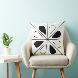 Almofada Padrão Geométrico Floral Negro e Branco