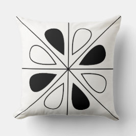 Almofada Padrão Geométrico Floral Negro e Branco