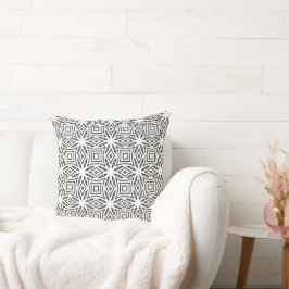 Almofada Padrão geométrico floral preto e branco