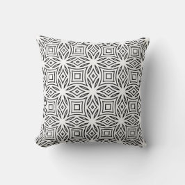 Almofada Padrão geométrico floral preto e branco