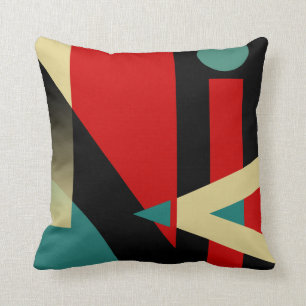 Almofada Padrão Geométrico Jazzy bege vermelho preto