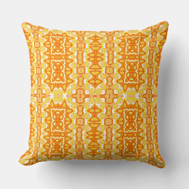 Almofada Padrão Geométrico Laranja e Amarelo (Frente)