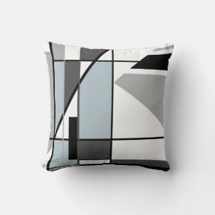 Almofada Padrão Geométrico Mosaico Branco Negro cinza