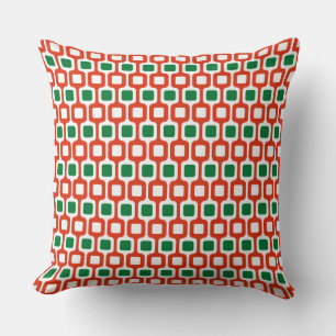 Almofada Padrão Geométrico Retro: Vermelho e Verde