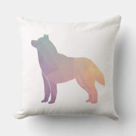 Almofada Padrão Geométrico Siberian Husky Black Silhouette