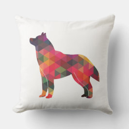 Almofada Padrão Geométrico Siberian Husky Black Silhouette