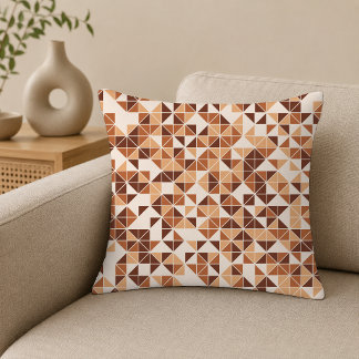 Almofada Padrão Geométrico Triângulo Marrom Caramelo Modern