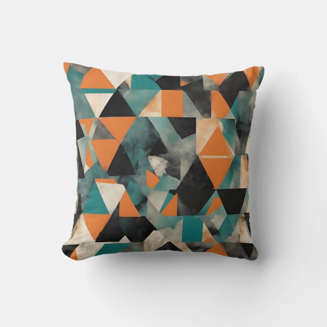 Almofada padrão geométrico vibrante do lacre e da mostarda (Frente)