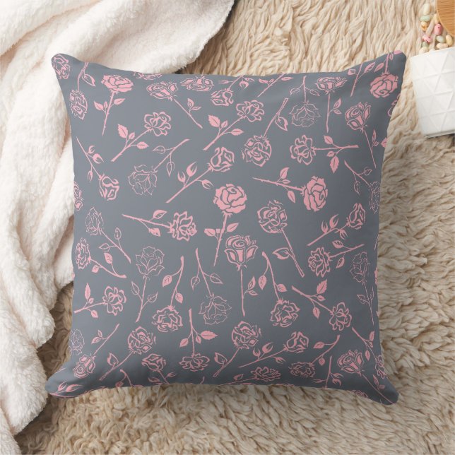 Almofada Padrão Gráfico contínuo de Rosa Rosa (Cobertor)