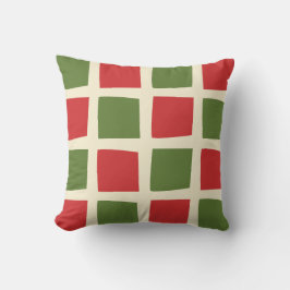 Almofada Padrão Grande de Verificação de Natal Moderno com 