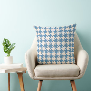 Almofada Padrão Grande do Houndstooth 2Way Azul+Branco