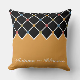 Almofada Padrão Harlequim Dourado Outono