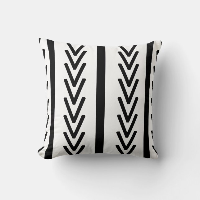 ALMOFADA PADRÃO HERRINGBONE PRETO E BRANCO (Frente)