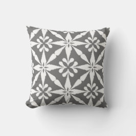 Almofada Padrão Ikat Star - Cinza / Cinza e branco
