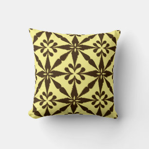 Almofada Padrão Ikat Star - Marrom e amarelo