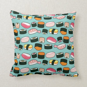 Almofada Padrão Ilustrado de Diversão Yummy Sushi