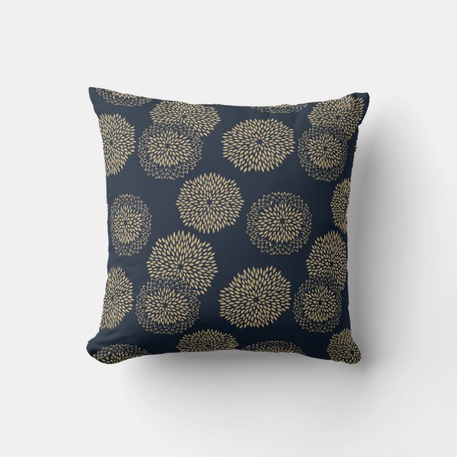 Almofada Padrão inspirado em japonês indigo & tan design 6 (Frente)