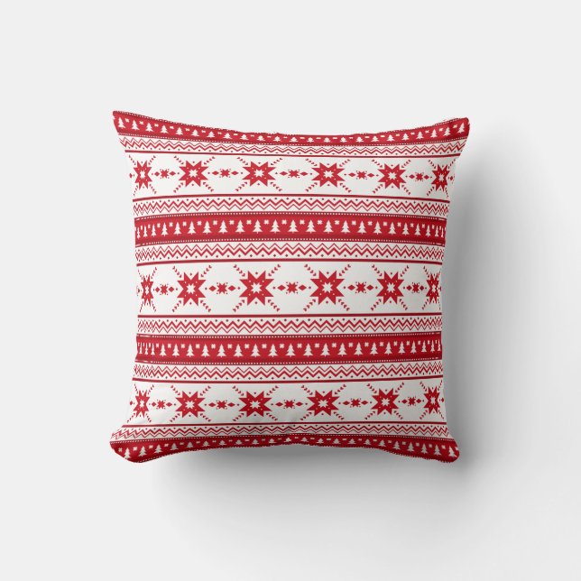 Almofada Padrão Inspirado no Sweater de Natal Vermelho (Frente)