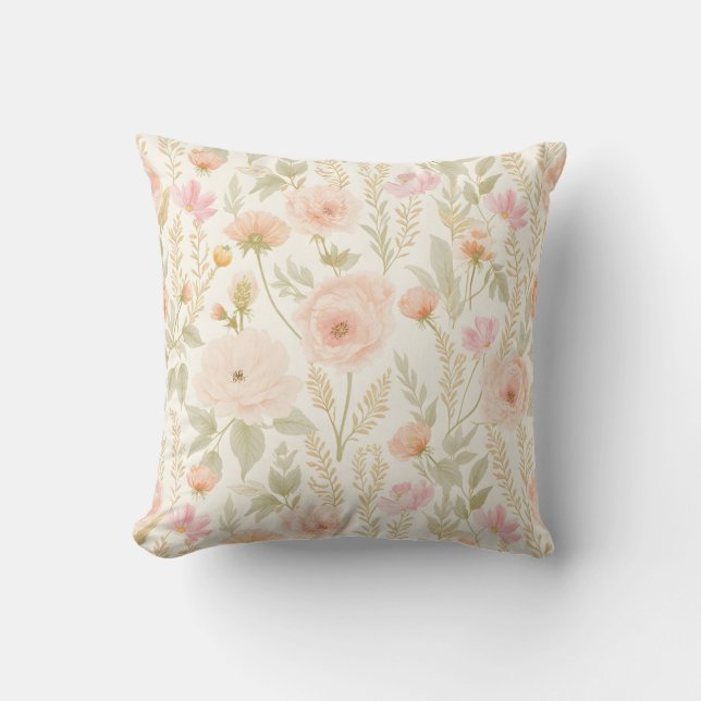 Almofada Padrão Invisível de Aquarela Elegante (Frente)
