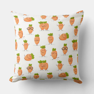 Almofada Padrão Kawaii de cenouras divertidas