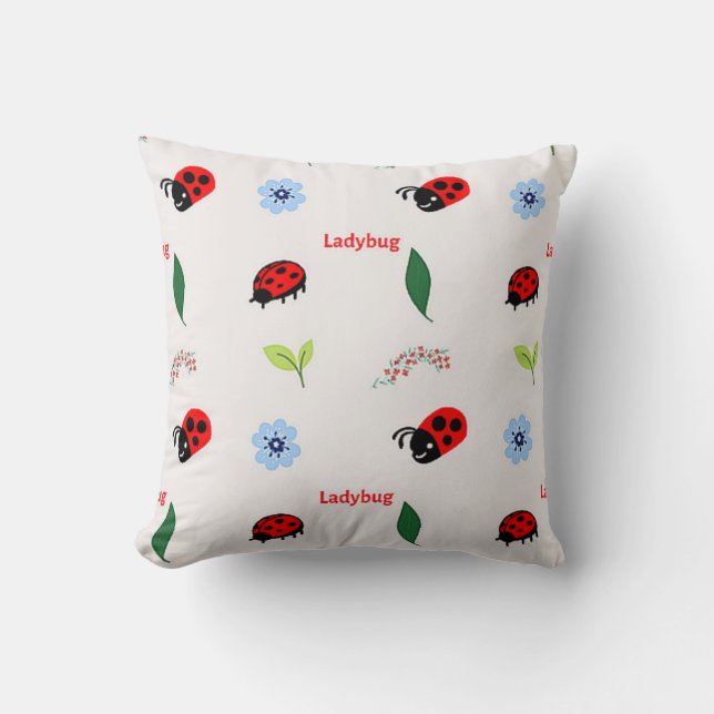 Almofada Padrão Ladybug na cinza (Frente)