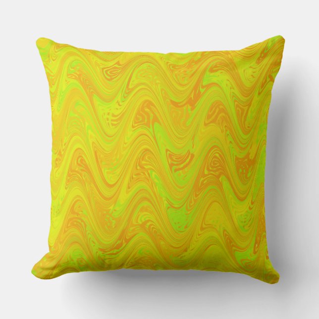Almofada Padrão Laranja Verde Amarelo de mármore (Frente)