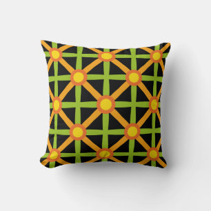 Almofada Padrão Laranja Verde e Amarelo Retroinspirado