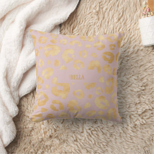Almofada Padrão-Leopardo rosa e Dourado