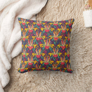Almofada Padrão Lily Aztec Vibrante - Design Floral Negrito
