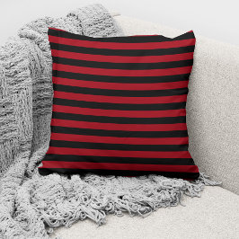 Almofada Padrão Listrado Elegante Vermelho e Preto