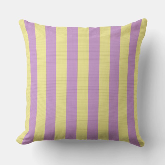 Almofada Padrão listrado roxo e amarelo (Frente)
