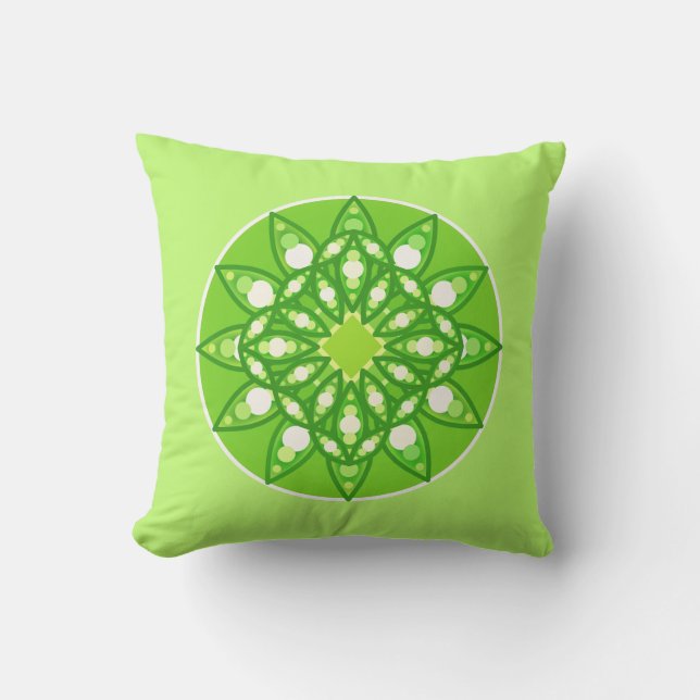 Almofada Padrão Mandala em tons de Verde limão (Frente)