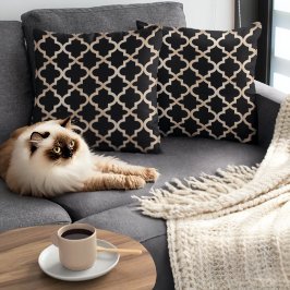 Almofada Padrão marroquino preto e Dourado