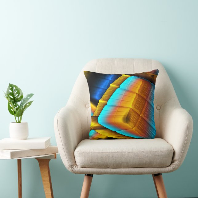 Almofada Padrão Metálico Azul-Dourado 33 (Cadeira)