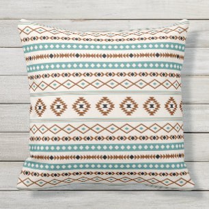 Almofada Padrão Misto Aztec Aztec Teal Terracotta Black Cr