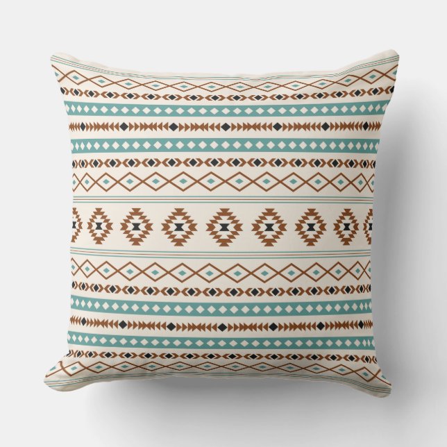 Almofada Padrão Misto Aztec Aztec Teal Terracotta Black Cre (Frente)