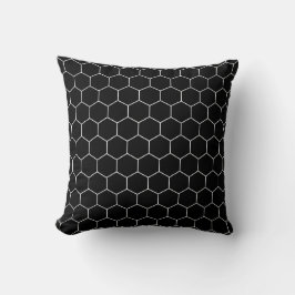 Almofada Padrão Moderno de Hexágono do Honeycomb | Preto e 