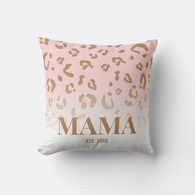 Almofada Padrão Moderno de Leopardo Rosa Personalizado Mama (Frente)
