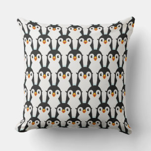 Almofada Padrão Moderno de Pinguim Preto e Branco
