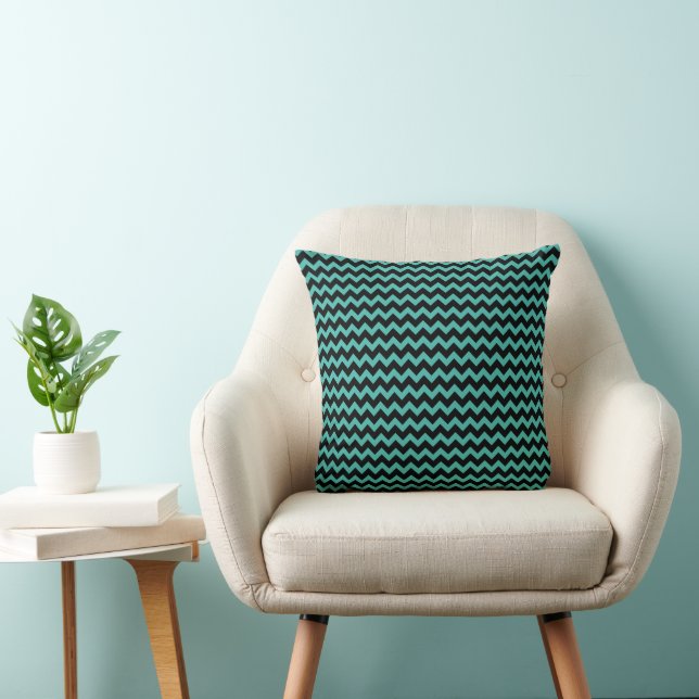 Almofada Padrão Moderno de Stripes Chevron Teal (Cadeira)