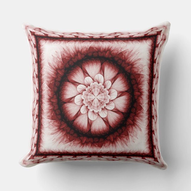 Almofada Padrão moderno floral vermelho (Frente)