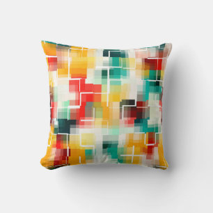 Almofada Padrão Mosaico - Branco Verde Vermelho