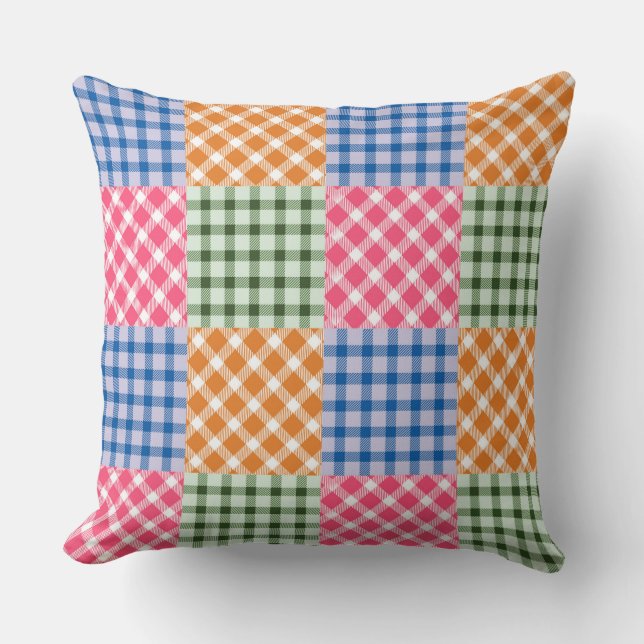 Almofada Padrão Multicolorido de Colchões Gingham (Frente)