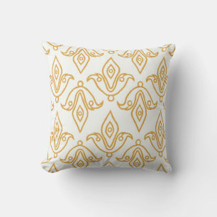 Almofada Padrão na moda branco, Dourado, Fleur-de-Lys