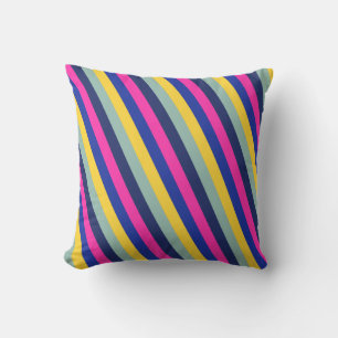 Almofada Padrão na moda cor-de-rosa amarelo azul stripes