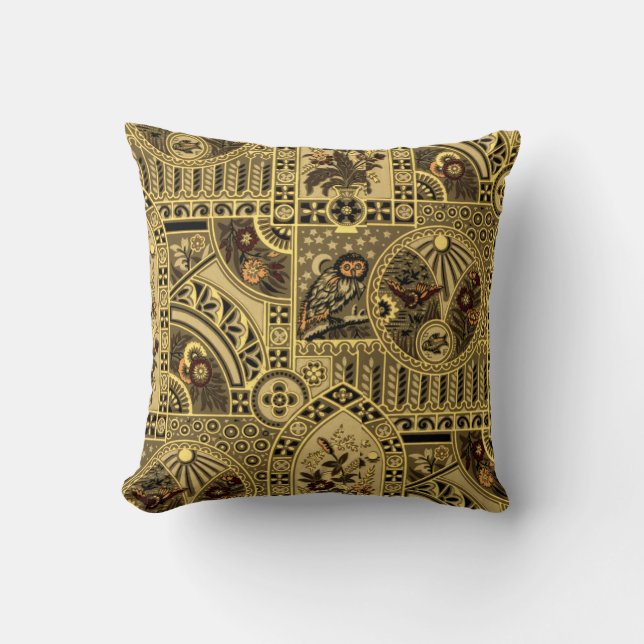 Almofada Padrão Noturno e Dia das Artes e Artesanatos Vinta (Frente)