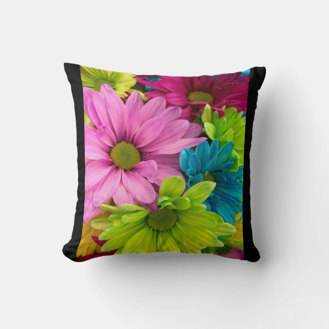 Almofada Padrão oral cor-de-rosa azul (Frente)