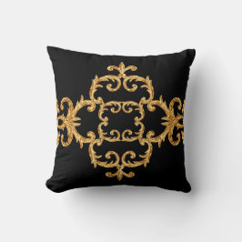 Almofada padrão ornamental barroco dourado