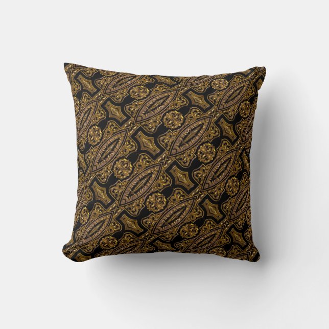 Almofada Padrão Ornamental Dourado Barroco (Frente)