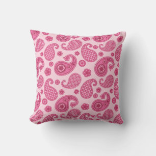 Almofada Padrão Paisley, Rosa Coral Pastel e Fúcsia